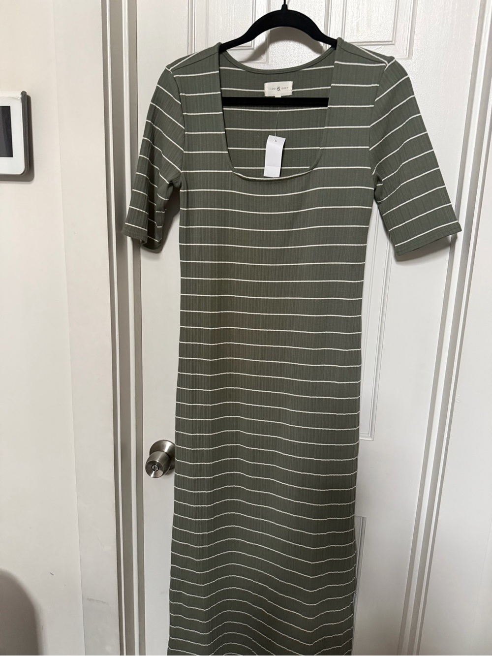 NWT Sage Green Striped Knit Midi Dress